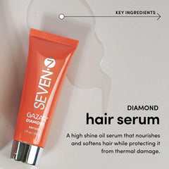 SEVEN Gazar Diamond Serum coconut and macadamia oils visibly nourish hair.