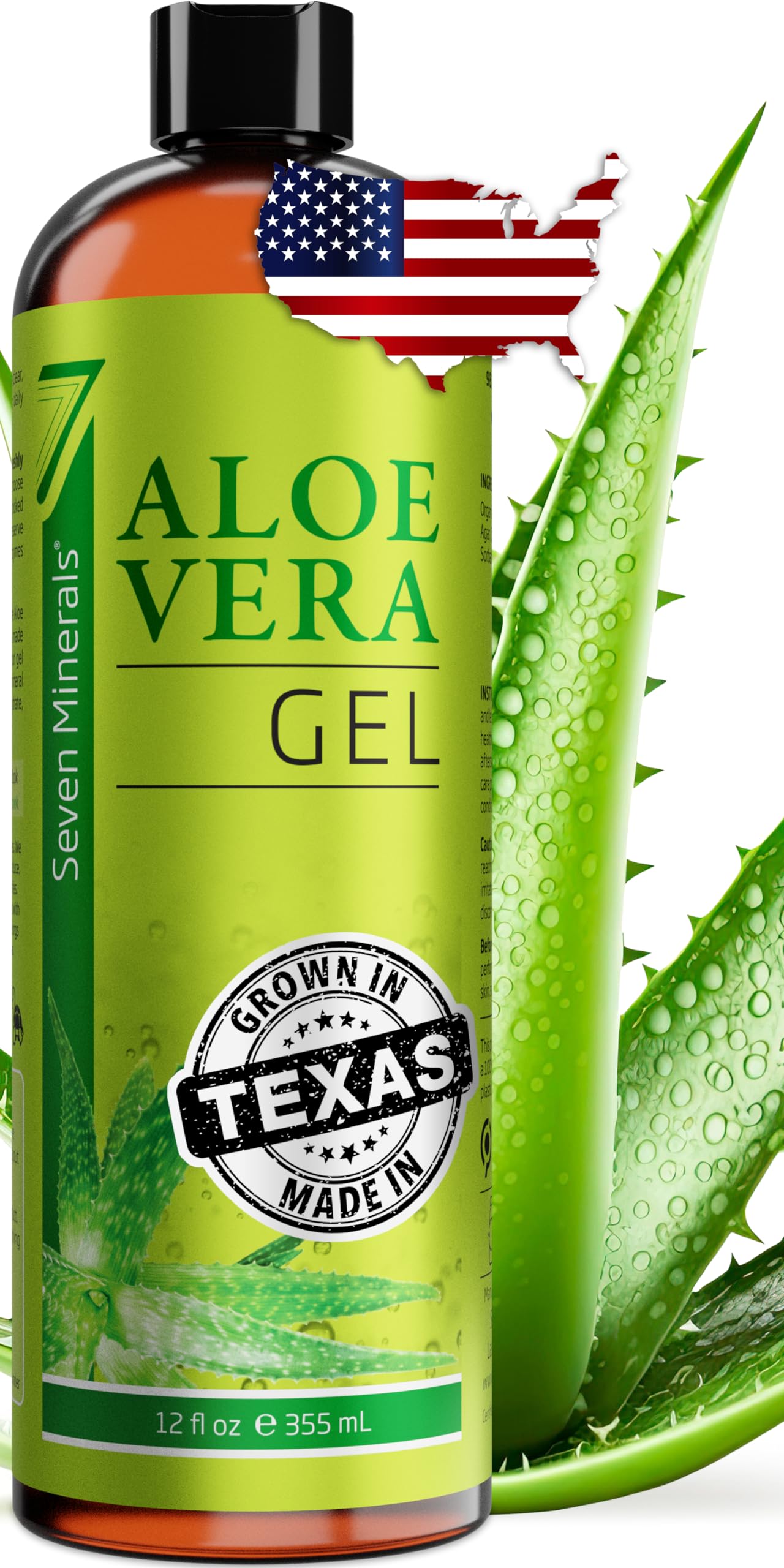Seven Minerals Aloe Gel bottle front for daily hydration.