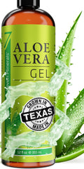 Seven Minerals Aloe Vera Gel bottle pouring shows easy, mess-free skin application.