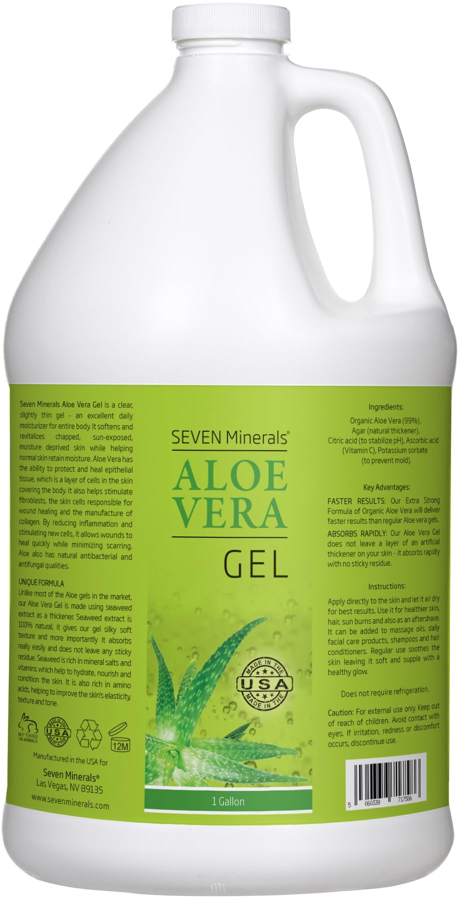 Seven Minerals Aloe Vera Gel bulk DIY-use for homemade skincare