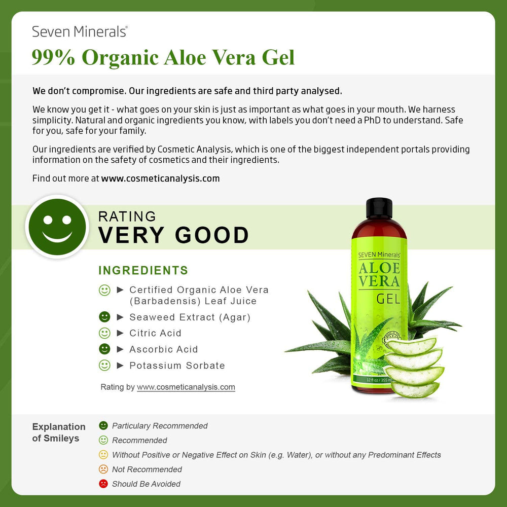 Seven Minerals Aloe Vera Gel on the face for soothing daily care.