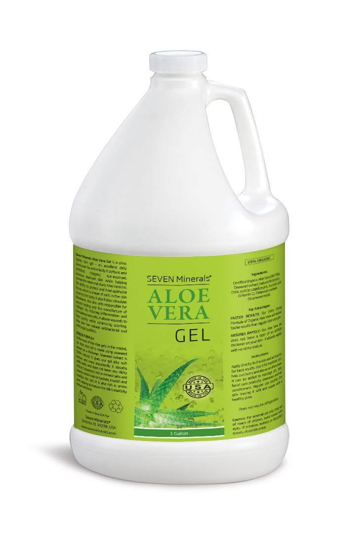 Seven Minerals Aloe Vera Gel gallon pour for versatile skin hydration