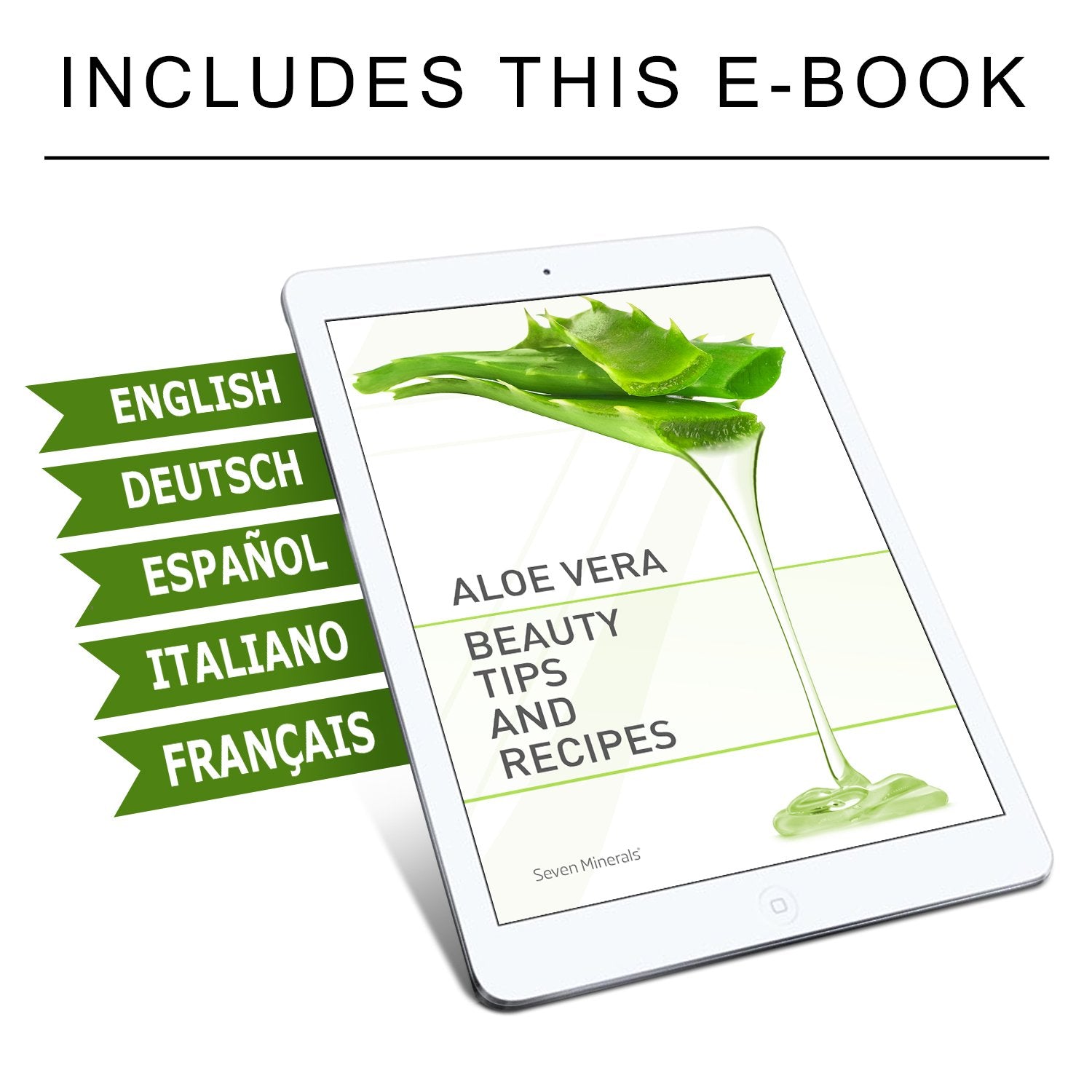 Seven Minerals Aloe Gel sourced from Texas-grown cultivation highlights local harvest quality.