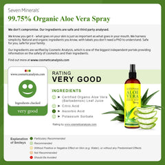 Seven Minerals aloe spray mist-dispense demonstrates fast, even coverage for easy refreshment.