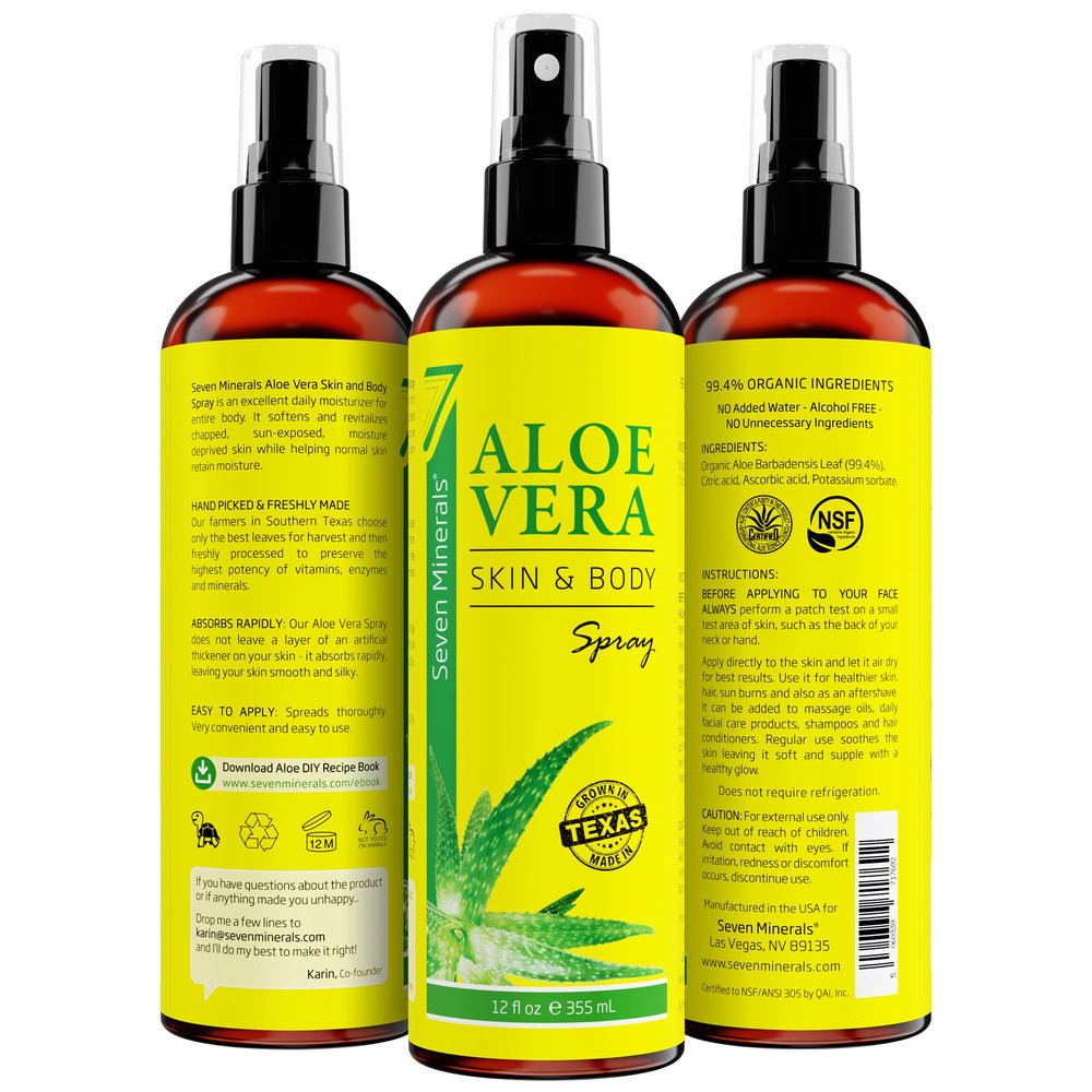Seven Minerals Aloe Vera Spray big 12 oz bottle ready for home use