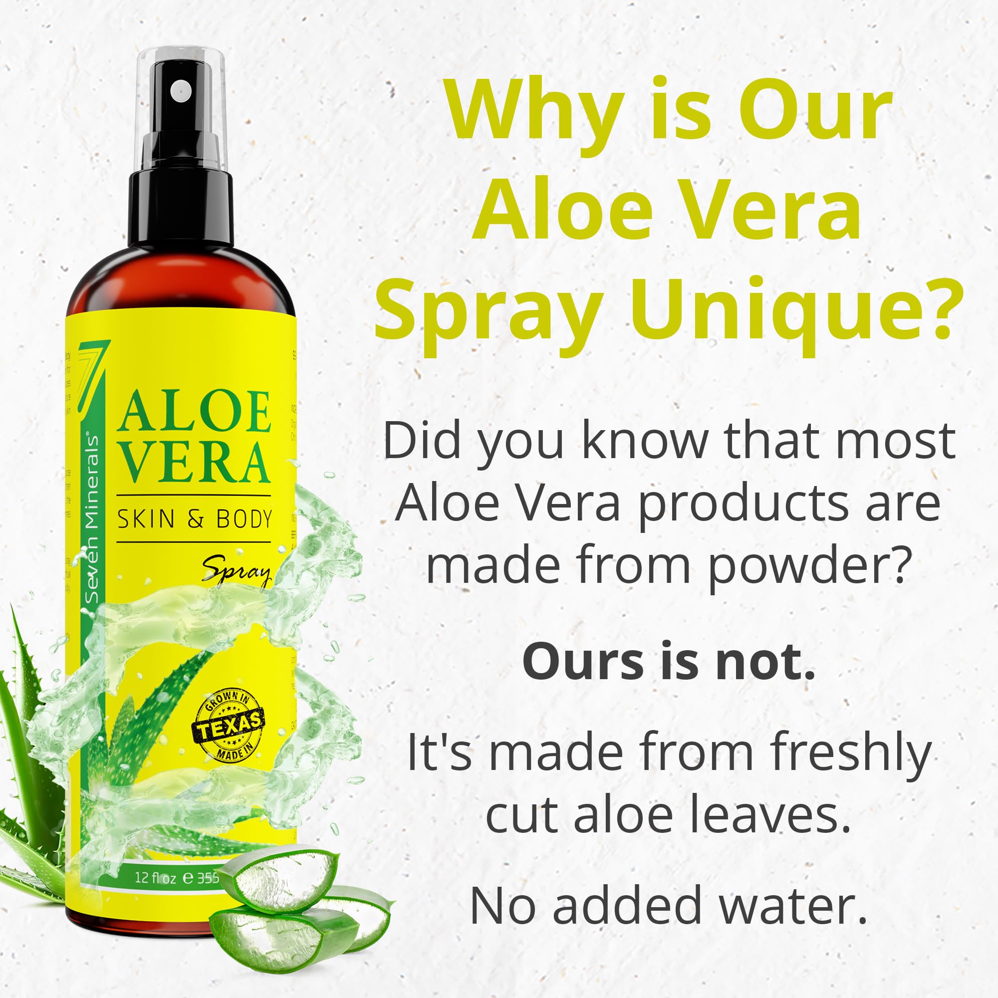 Fresh aloe leaf close-up from Seven Minerals for plant-based purity