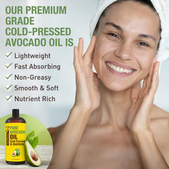 Seven Minerals avocado oil skin application, deep moisturization for soft, radiant skin.