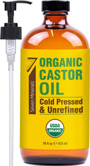 Seven Minerals castor oil in amber bottle for pure, versatile skincare and hair care