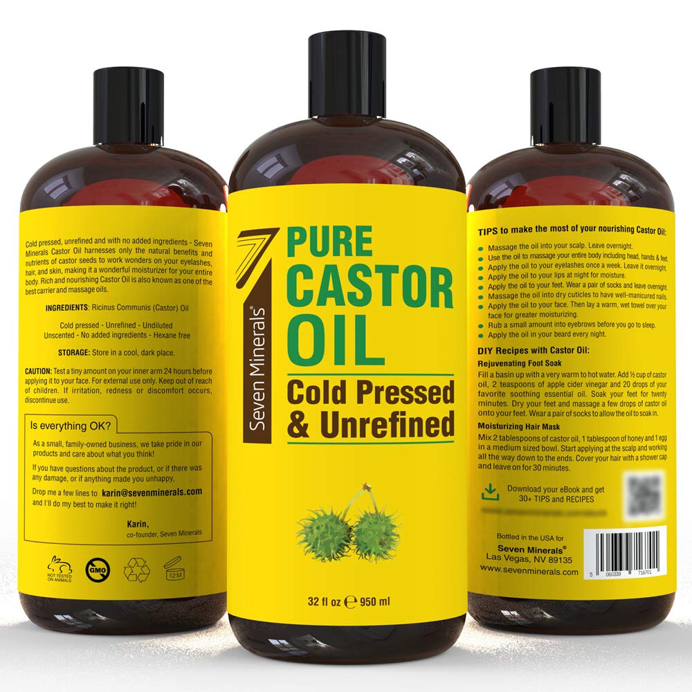 Seven Minerals castor oil skin moisturizing for dry skin care.