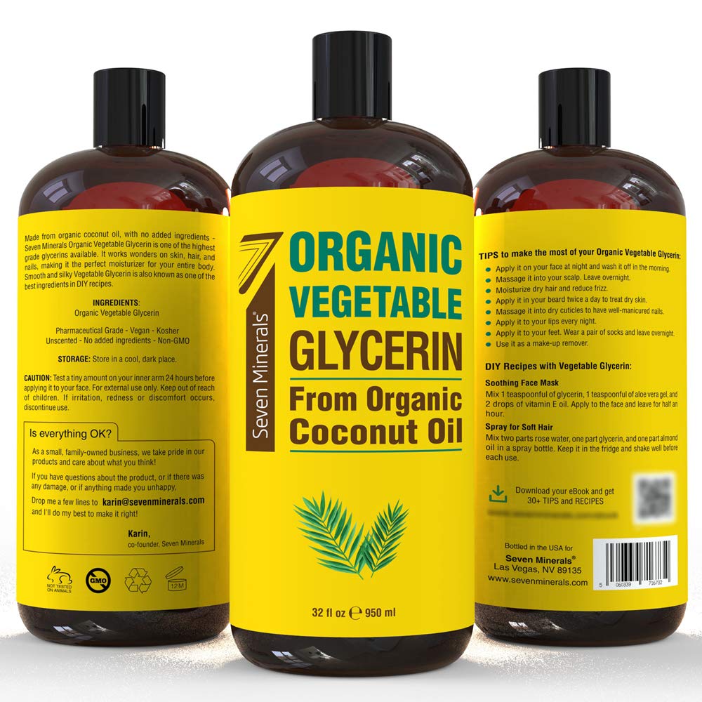 Seven Minerals glycerin used in DIY skincare recipes for soft skin.