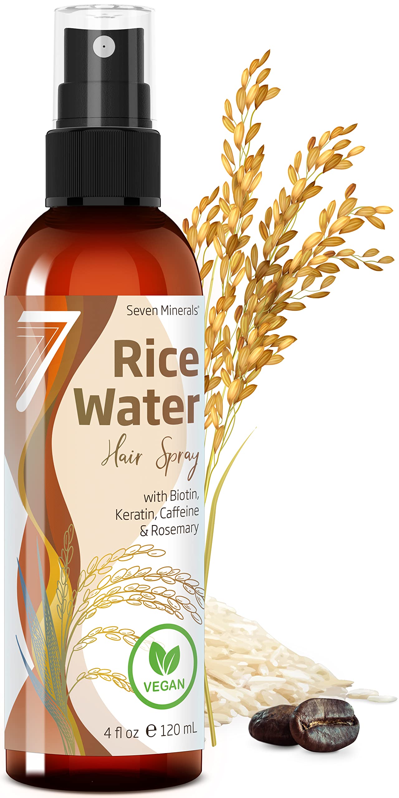 Seven Minerals fermented rice water rosemary bottle promotes gentle scalp refreshment and natural hydration.