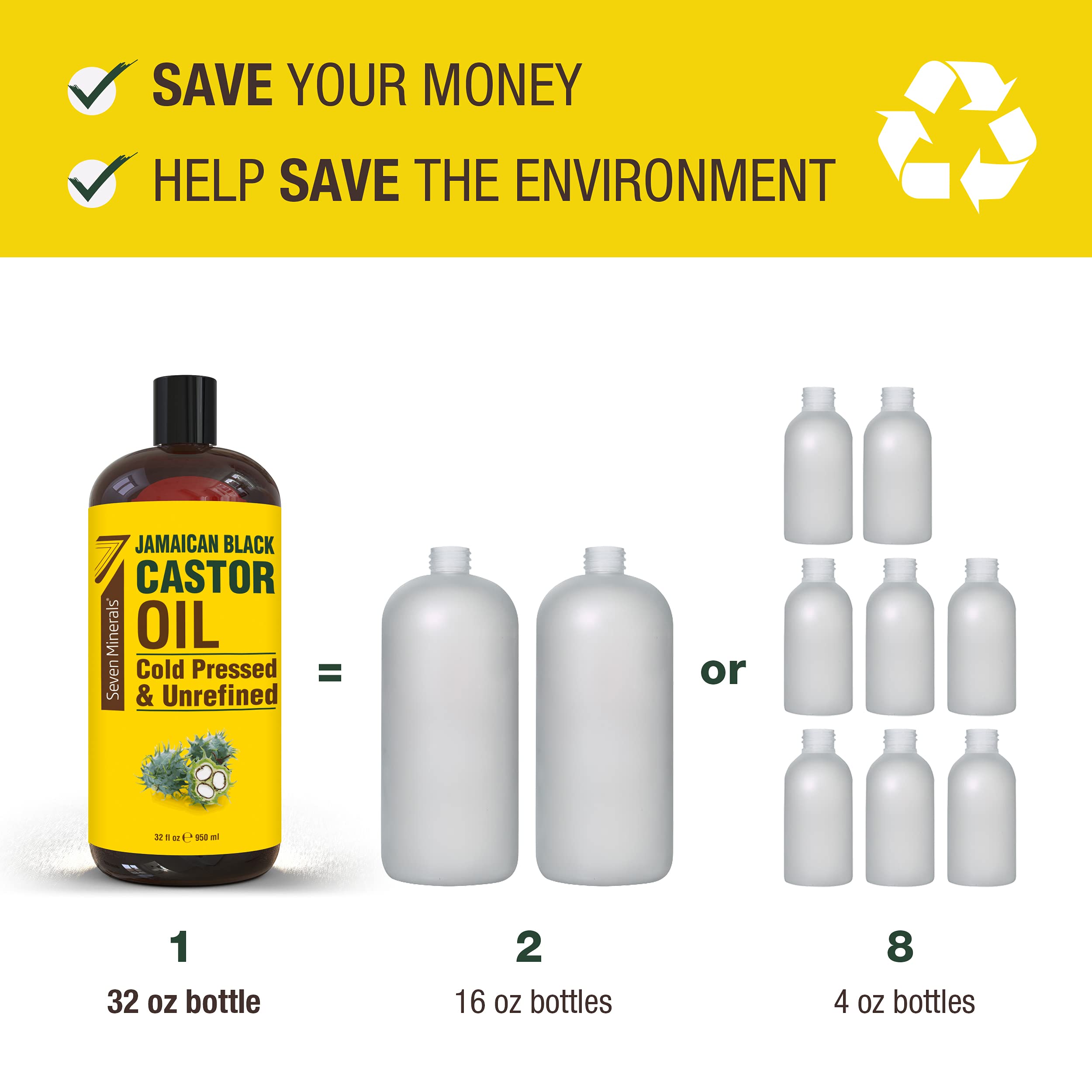 Seven Minerals Jamaican Black Castor Oil pour spout for easy application