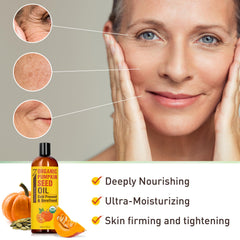 Seven Minerals Pumpkin Seed Oil on skin delivering deep hydration and soothing feel.