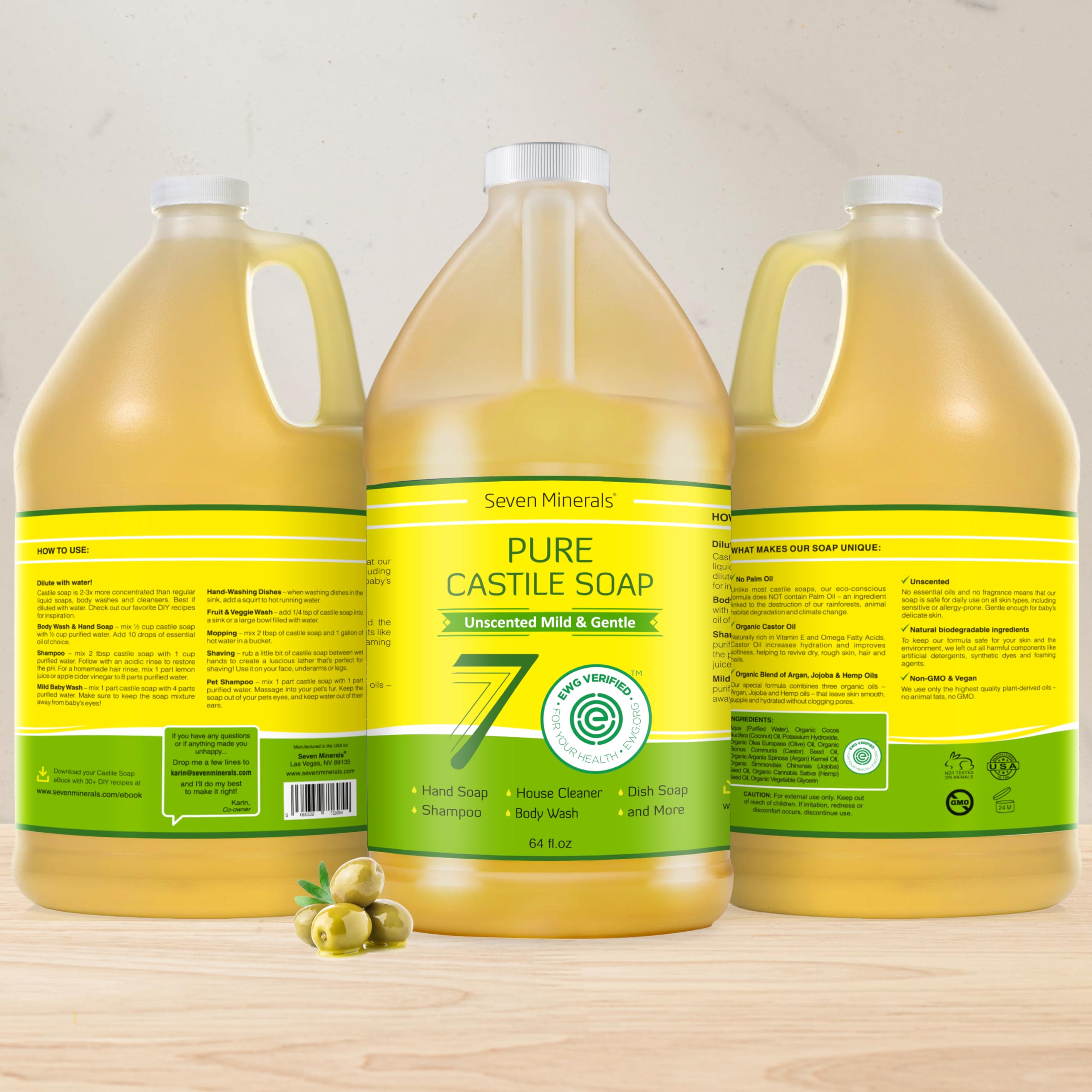 Seven Minerals Pure Castile Soap for baby wash unscented delivers a gentle clean.