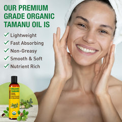 Seven Minerals Tamanu Oil skincare use visual highlighting soothing softness.