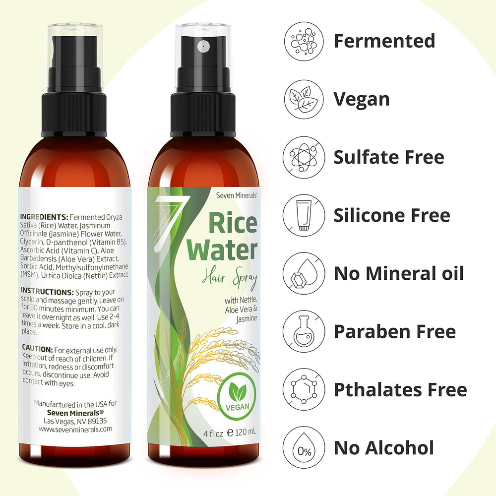 Seven Minerals vegan non-greasy formula shown for lightweight hair care