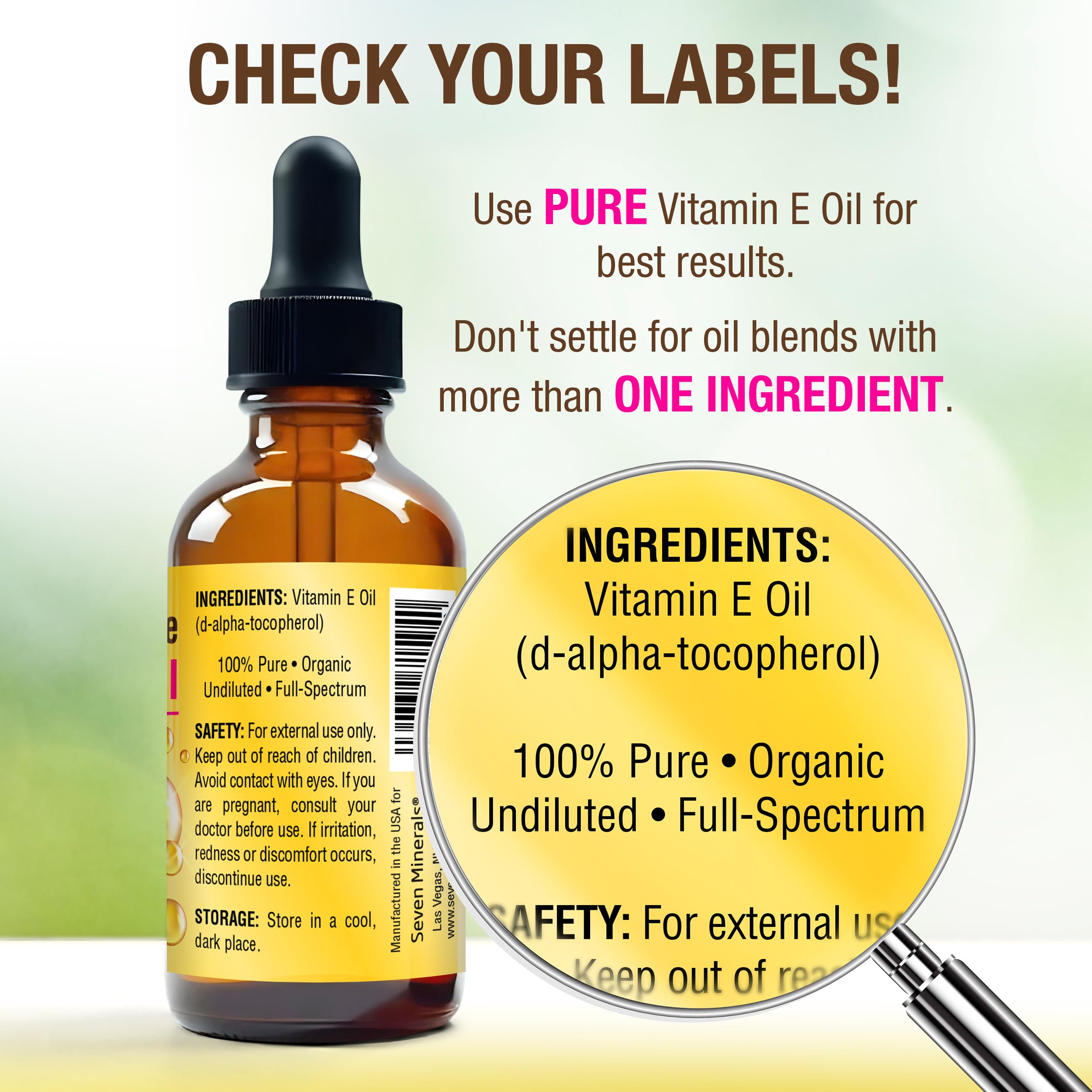 Seven Minerals Vitamin E Oil glow application demonstrates easy hydration and radiant skin