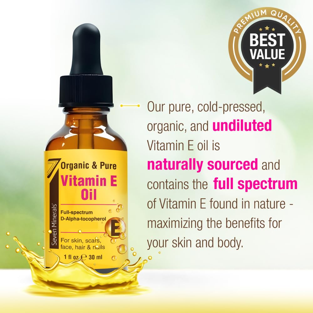 Seven Minerals Vitamin E Oil moisturizes deeply with velvety texture for daily complexion care