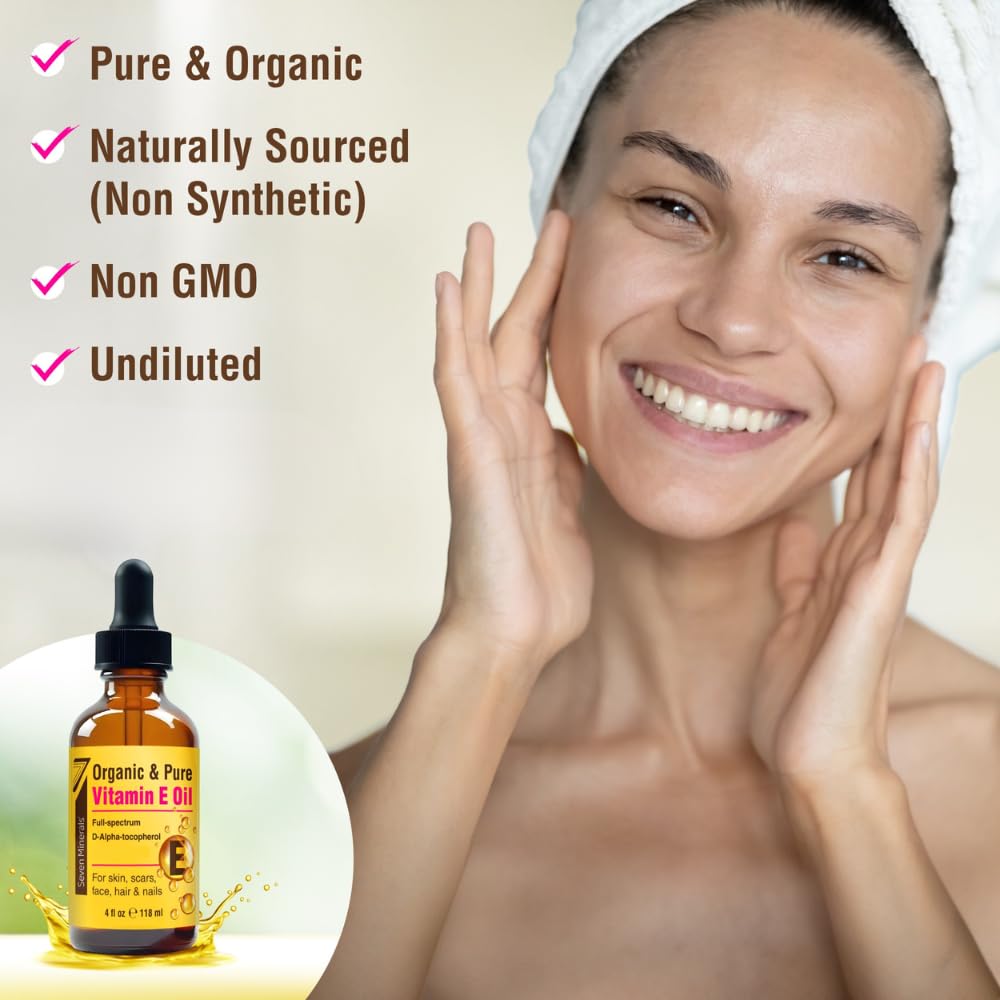 Seven Minerals Vitamin E Oil organic certification seal close-up