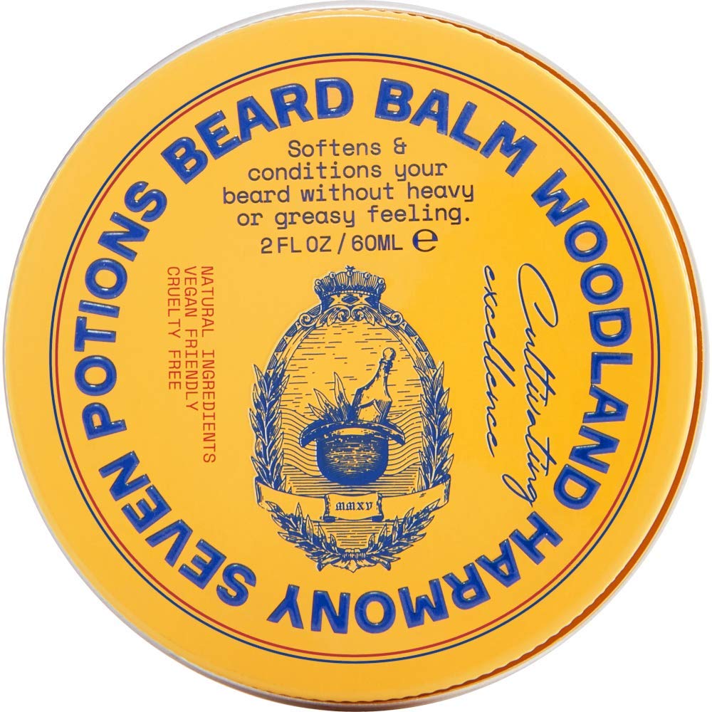 Seven Potions beard balm 2oz jar close-up showing natural nourishment