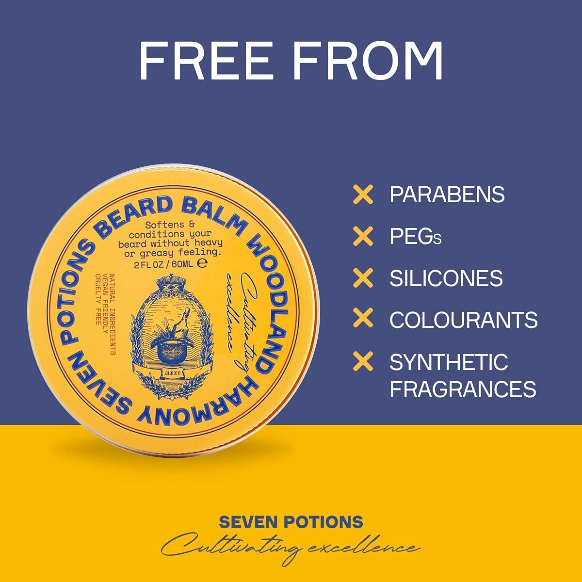 Seven Potions beard balm application on hands before grooming