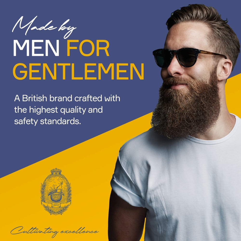 Seven Potions beard brush stiff bristles tame unruly facial hair.