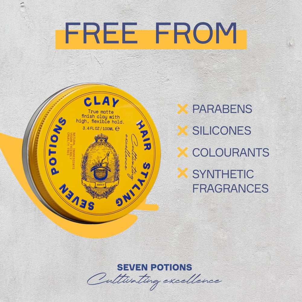 SEVEN POTIONS Hair Clay pump top for clean, convenient application