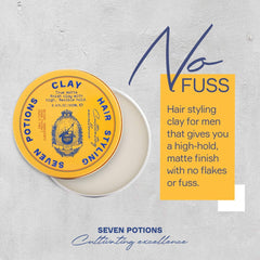SEVEN POTIONS Hair Clay model styled with natural matte look