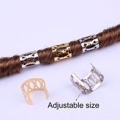 Sevenhead metal hair cuffs highlight texture and shine on braids or extensions.