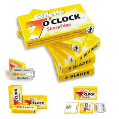 Sevenoclock SharpEdge blades in use with safety razor offering dependable precision.