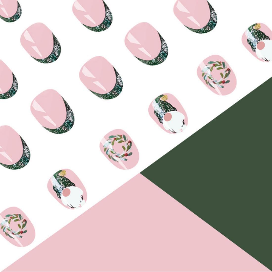 Sevgob short almond nails with green tips for elegant wear