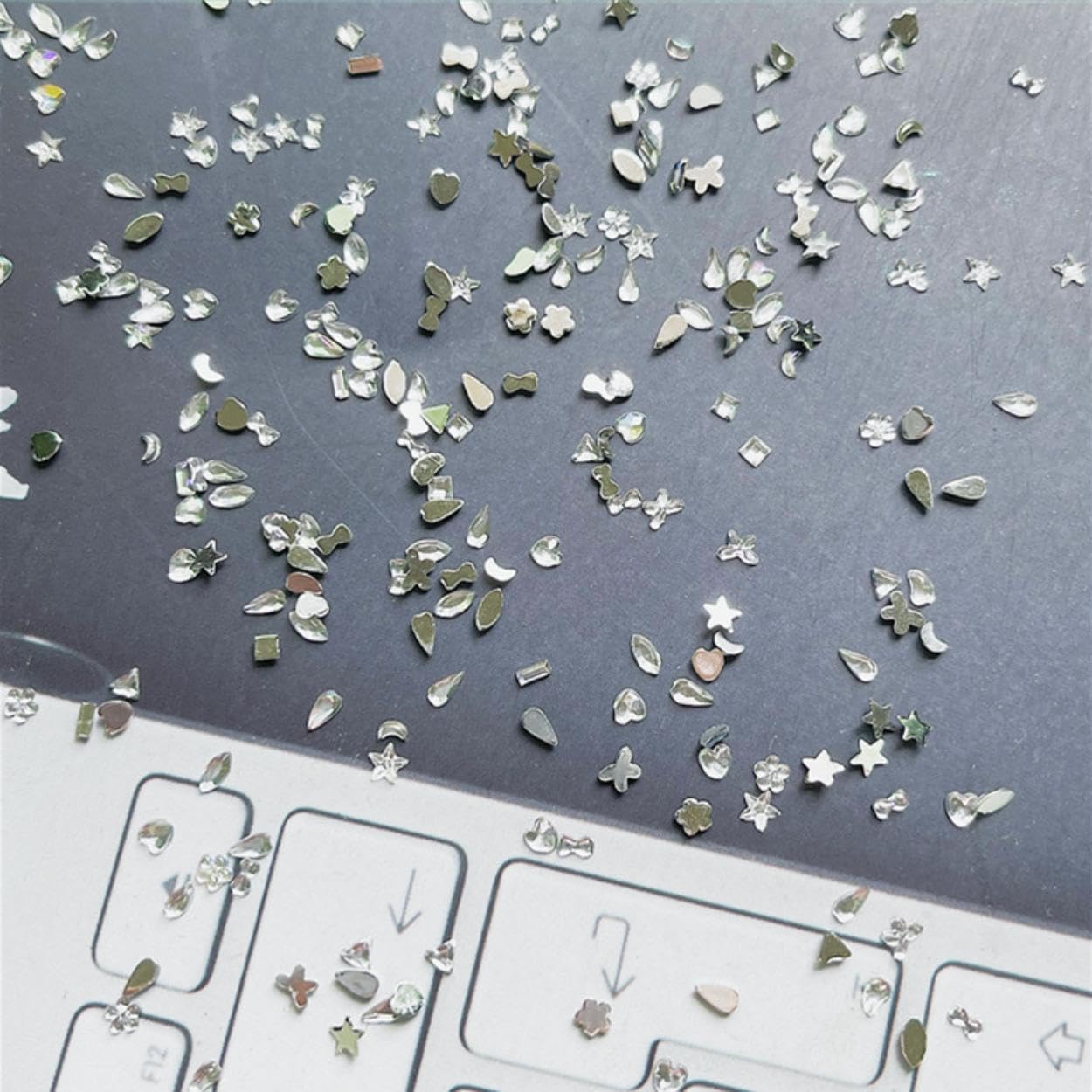 Sevgob silver multi-shape rhinestones with flat back for precise nail art application