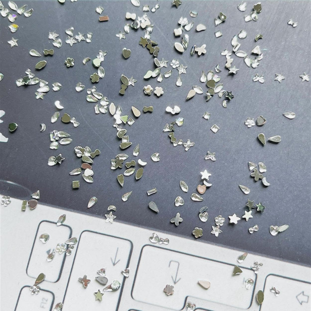 Sevgob silver multi-shape rhinestones with flat back for precise nail art application