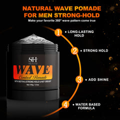 SEVICH 360° Wave Pomade texture close-up highlights non-greasy, melt-resistant consistency.
