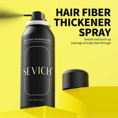 Sevich Hair Fiber Spray application action illustrates quick root touch-up and seamless blend.