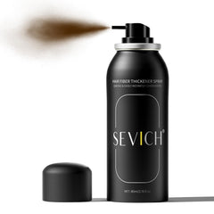 Sevich Hair Fiber Spray bottle close-up demonstrates natural-looking thickening.