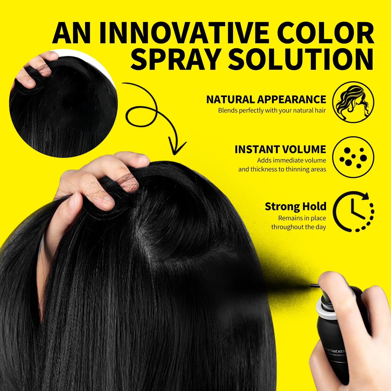 Sevich Hair Fiber Spray 80ml dark brown packaging for easy touch-ups.