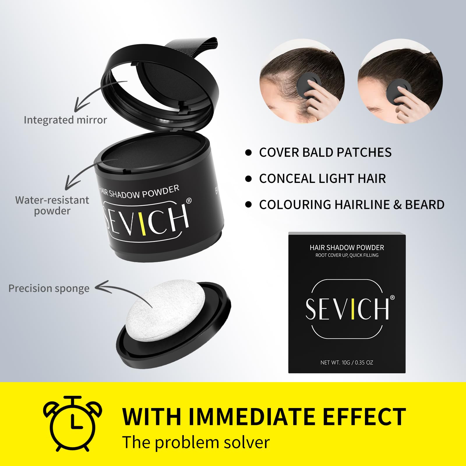 SEVICH Hairline Powder dark brown shade matches rich brunette hair