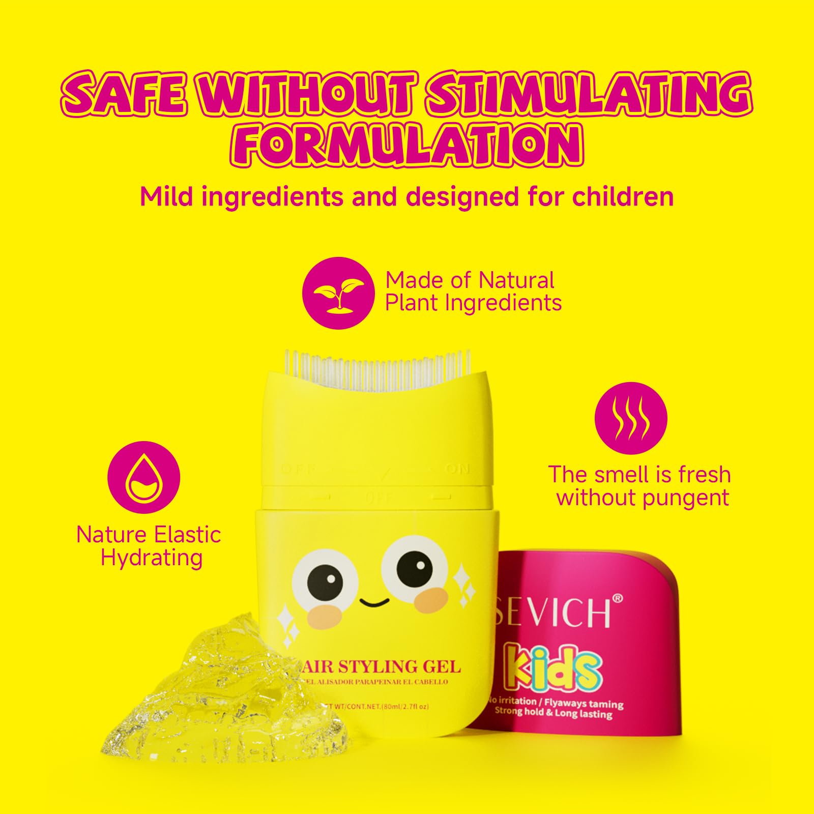 SEVICH Kids Hair Gel on hair demonstrates quick, tidy styling for school days.