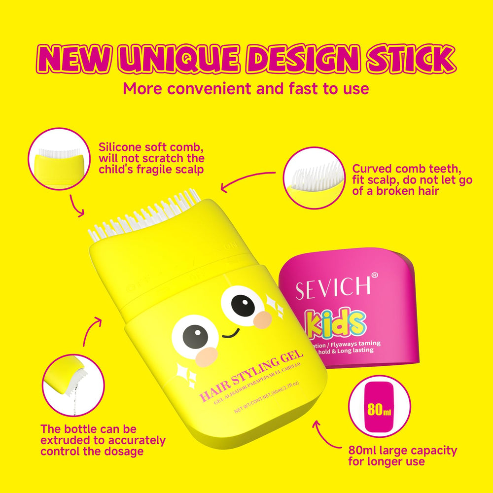 SEVICH Kids Hair Gel frizz-control closeup showcases natural hold without stiffness.