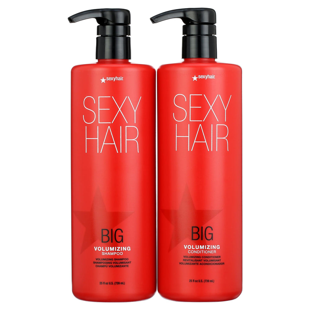 SexyHair Big Volumizing Shampoo bottle pour delivers lift and moisture.