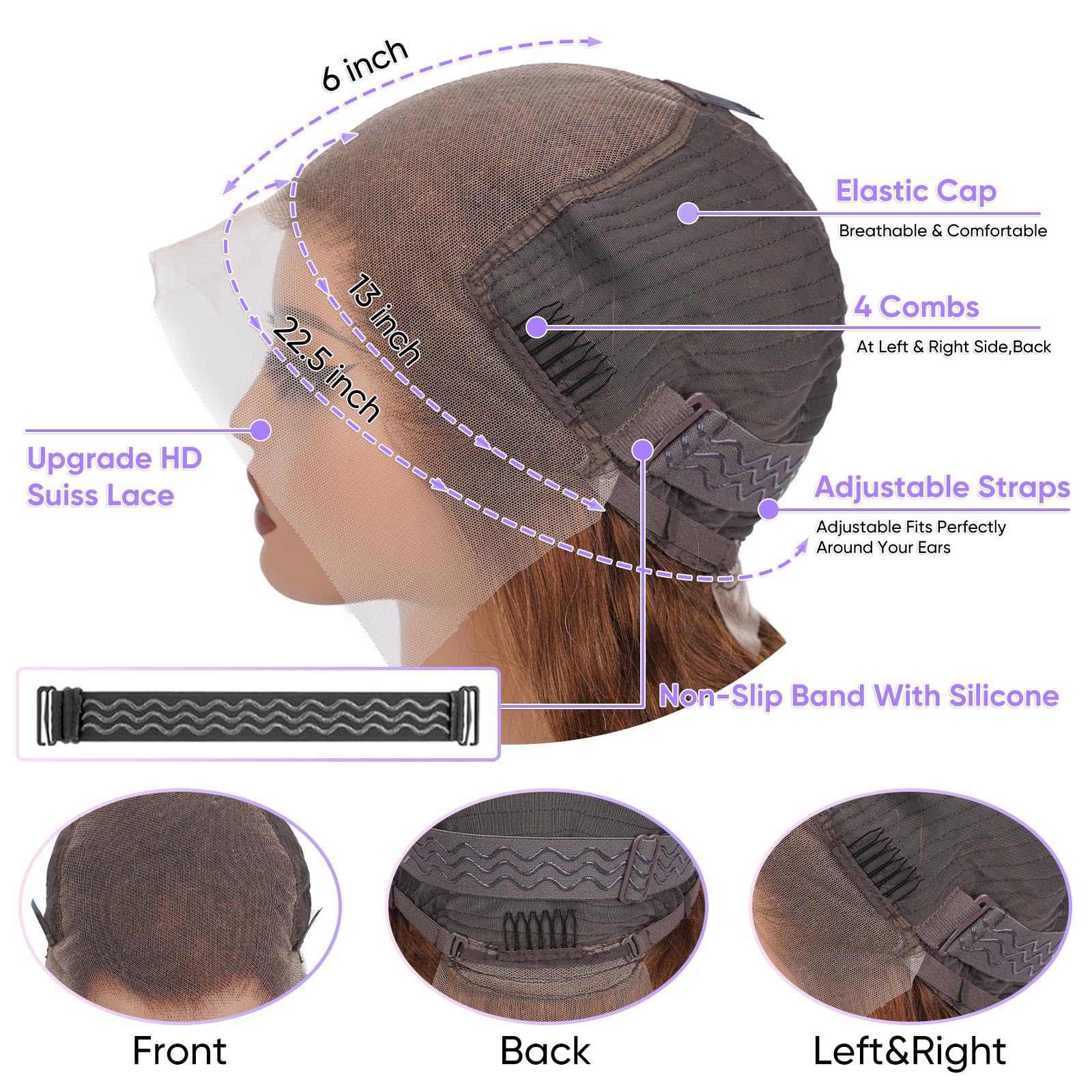 SFTNMEH wig cap construction confirms secure fit and breathable comfort.