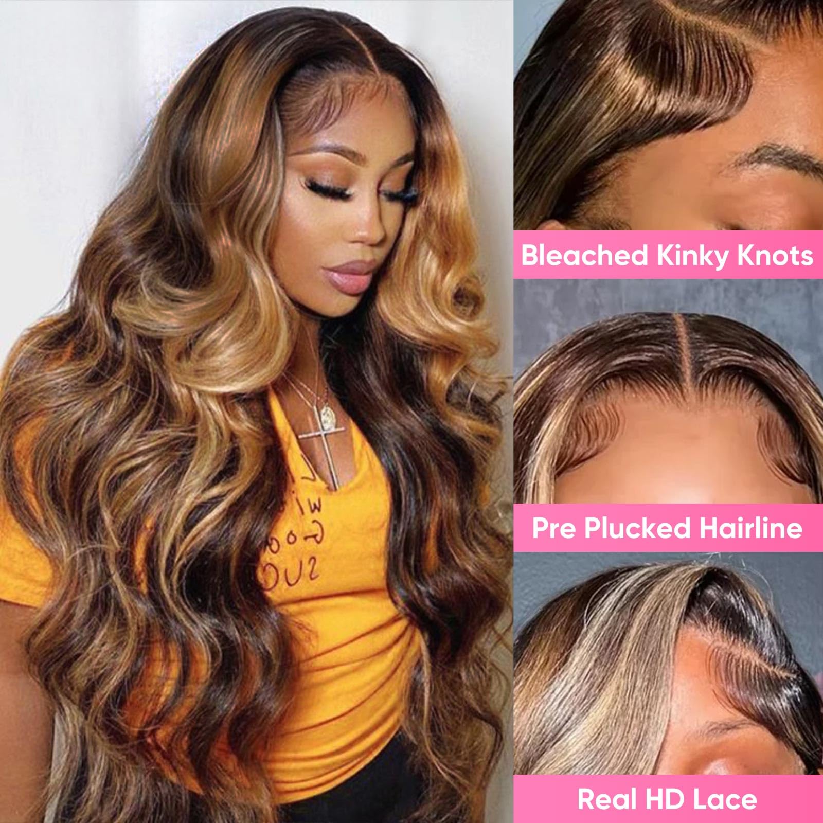 SFTNMEH honey blonde ombre 13x6 wig side part demonstrates versatile styling options.