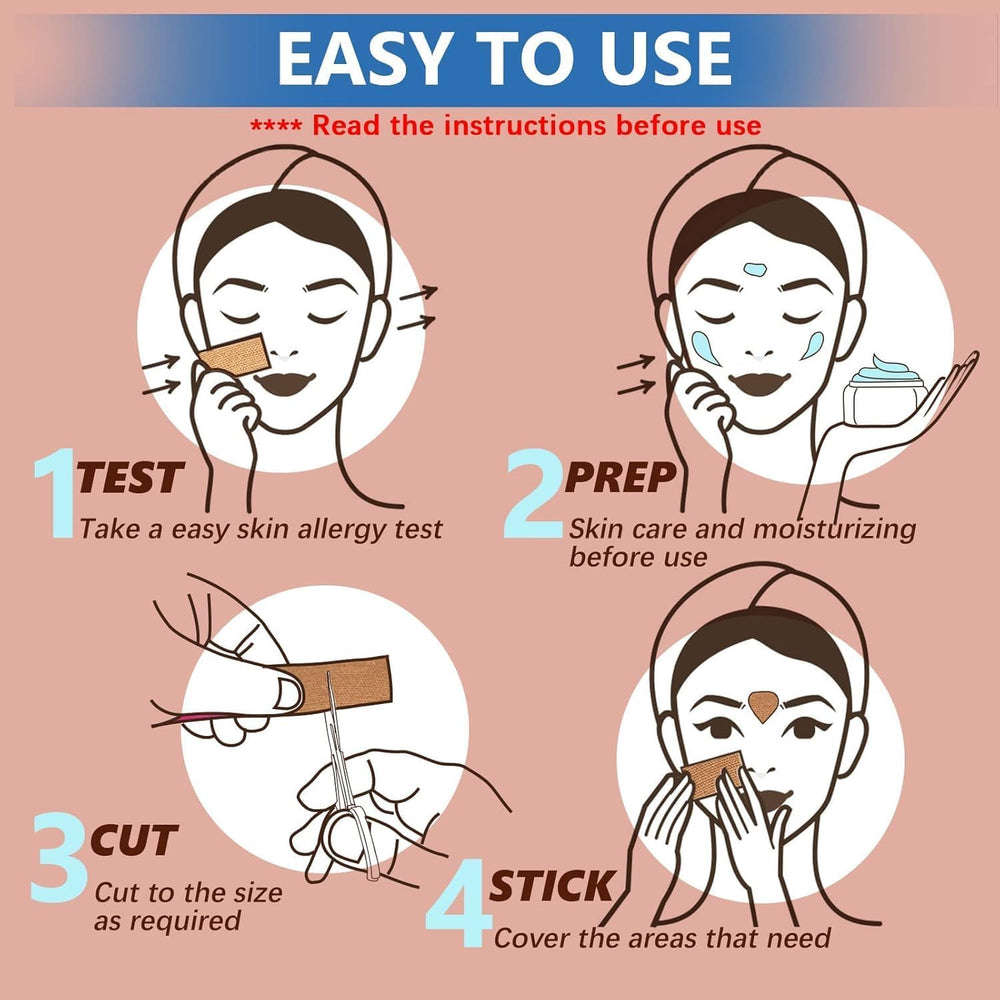 Sfuchin patch cutting size guide demonstrates how to customize for different facial areas.