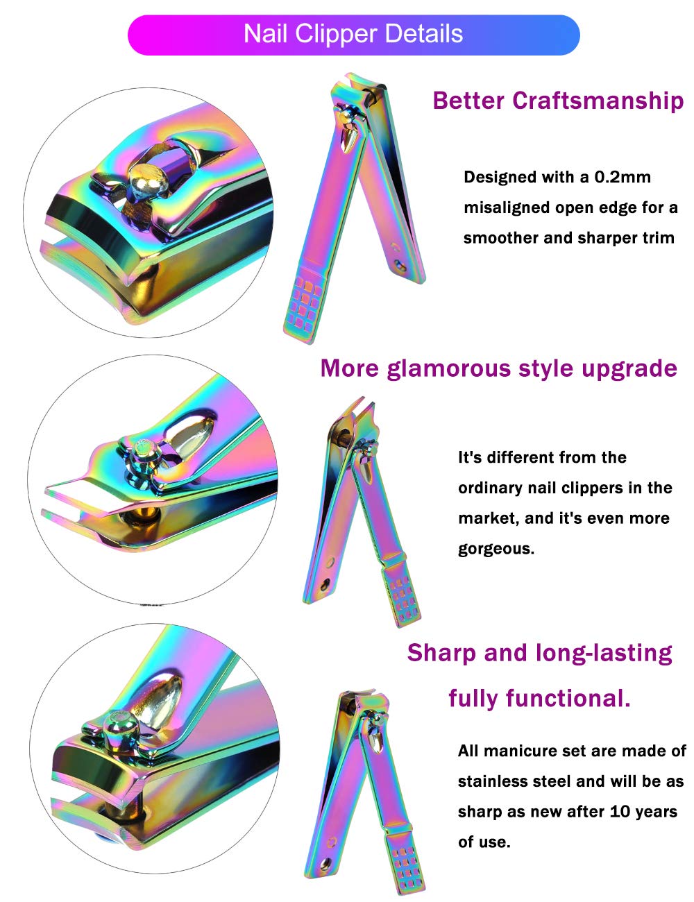 SFYDOM rainbow pedicure file in a compact package for travel.