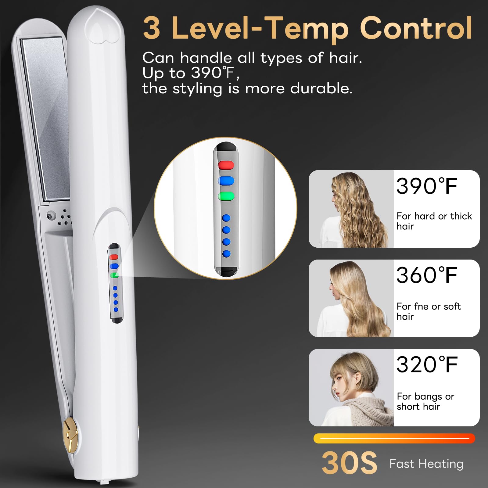 Sglyq cordless hair straightener swivel design for tangle-free on-the-go touch-ups