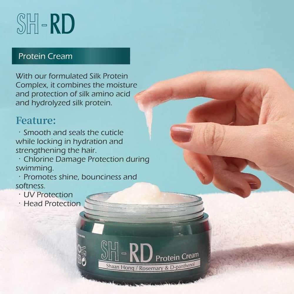 SH-RD Protein Cream no-residue formula leaves hair light and non-greasy.