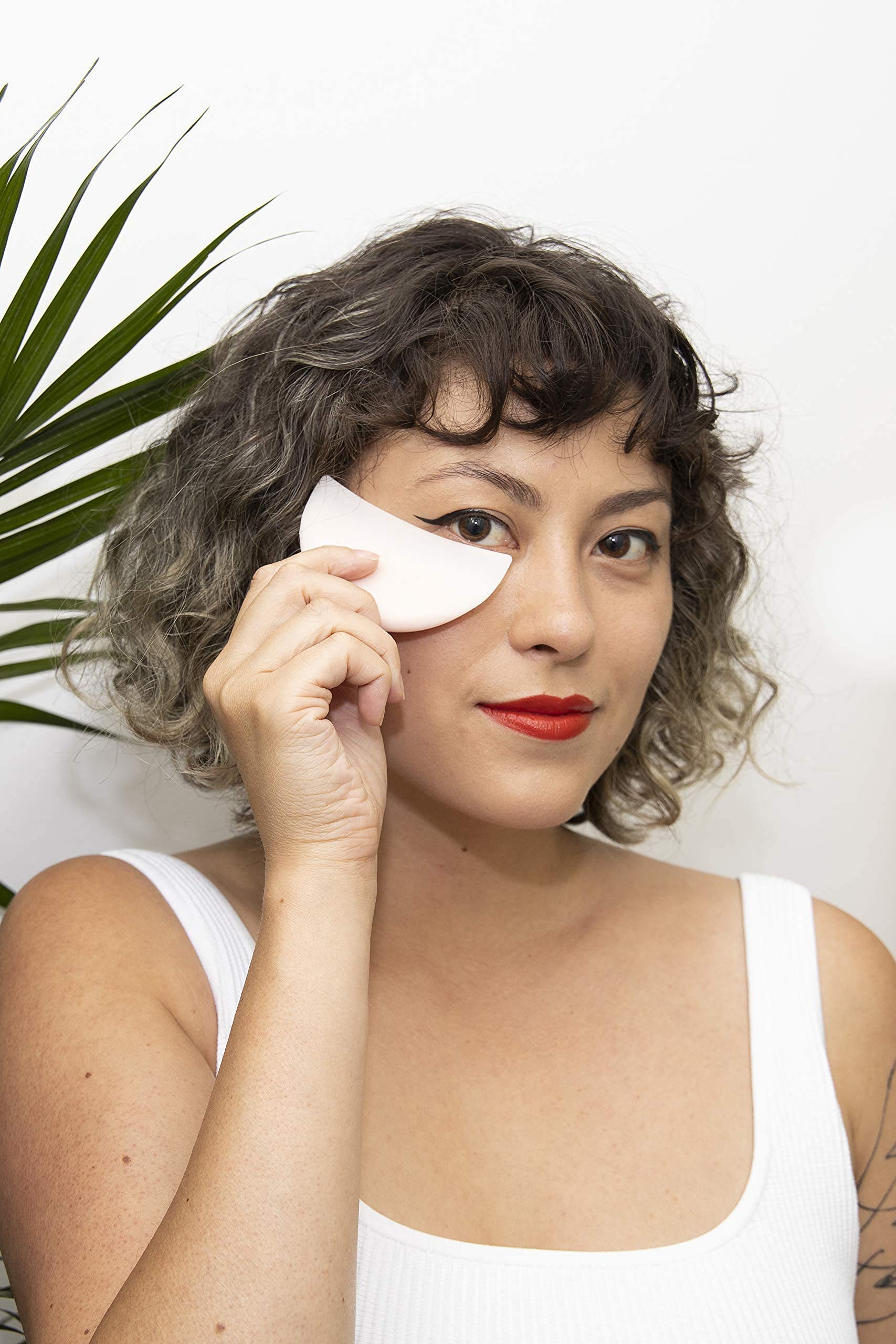 ShadowMoon nonadhesive grip-under-eye design holds in place without adhesive.