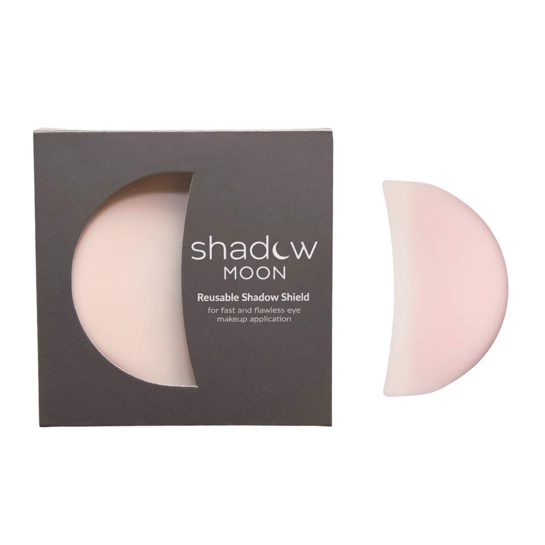 ShadowMoon pink reusable eye shield shown from the front for precise makeup edges.