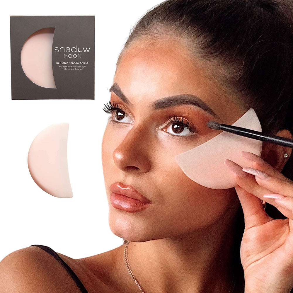 ShadowMoon silicone under-eye cooling pad in use providing soothing de-puffing prep.